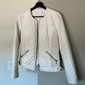 White Motto Pleather Jacket